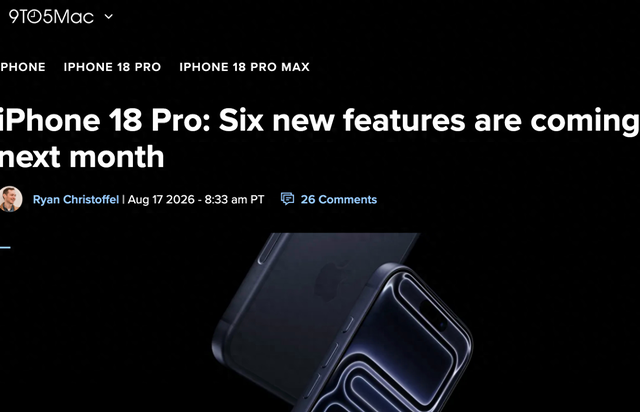 iPhone 18 Pro系列六大升级细节全曝光 首发A20 Pro芯片成热门